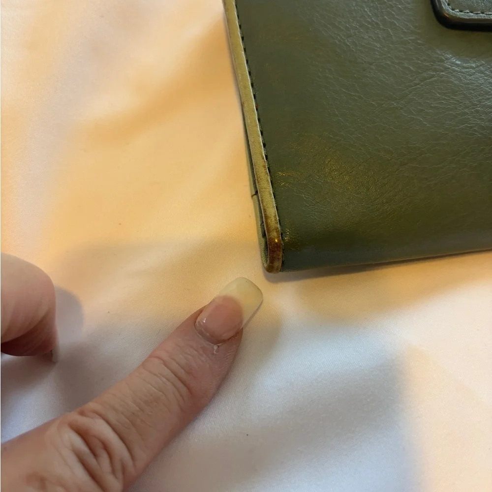 Vintage Fossil Logan‎ RFID tab clutch wallet in green leather